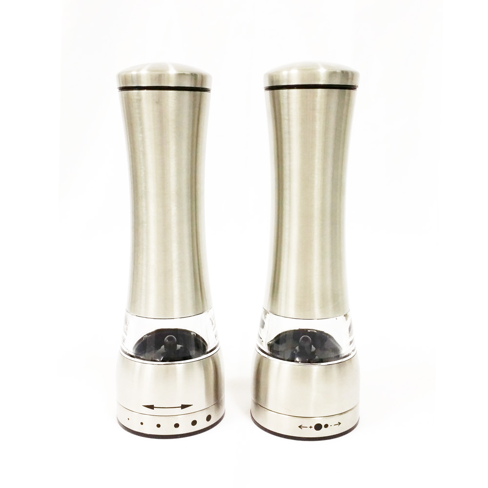 torch style stainless steel salt and pepper grinders set