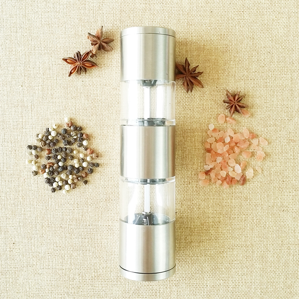 hand stainless steel pepper grinder set 2 in 1